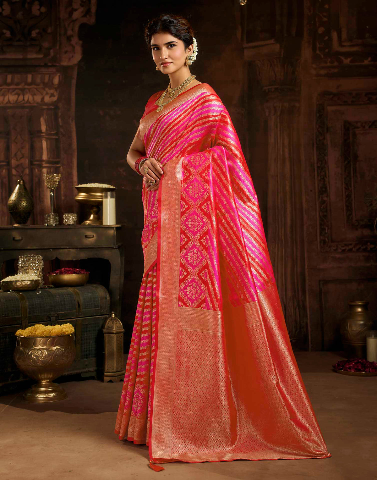 Red Silk Woven Banarasi Saree