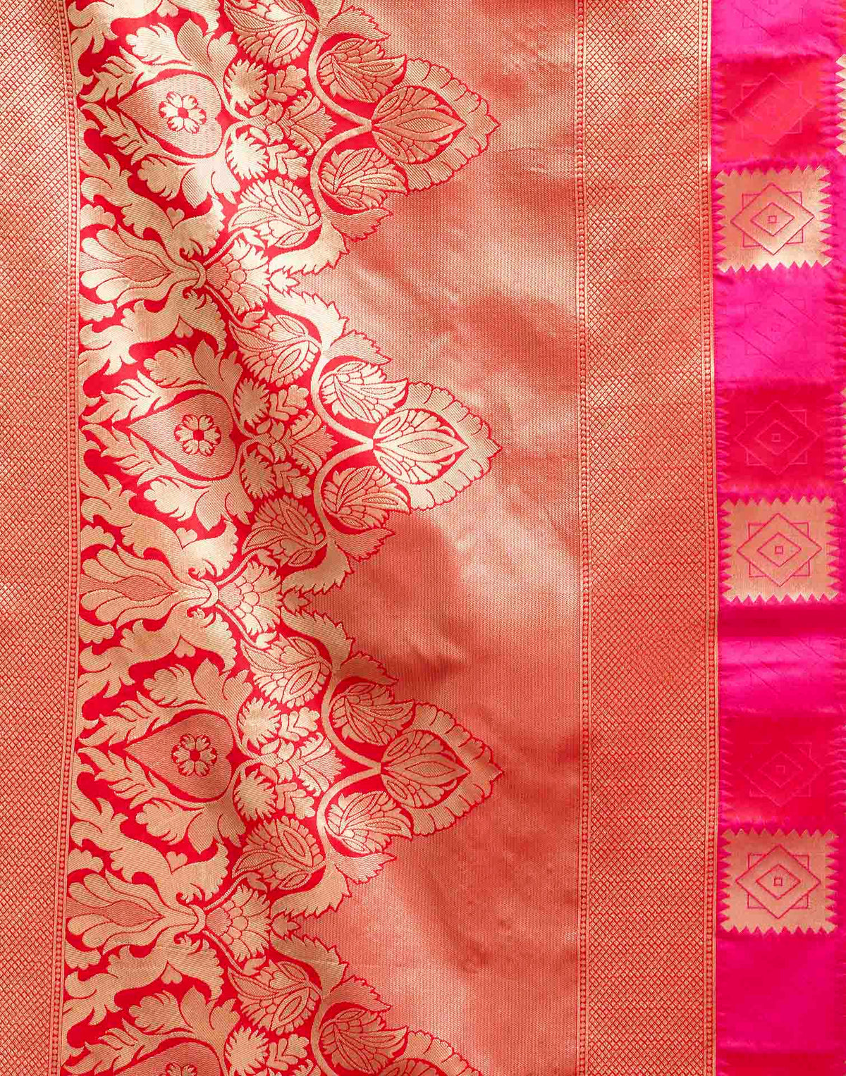 Dark Pink Silk Woven Banarasi Saree