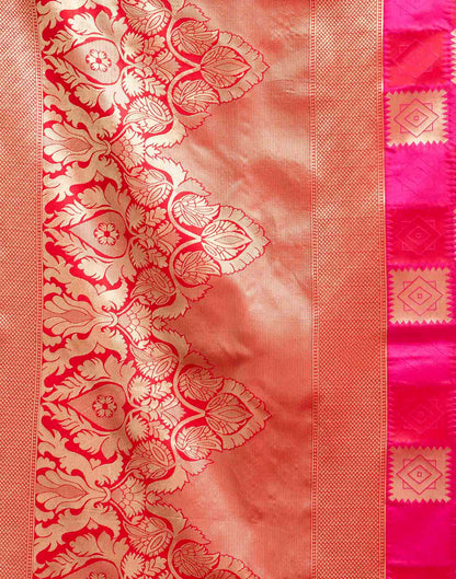 Dark Pink Silk Woven Banarasi Saree