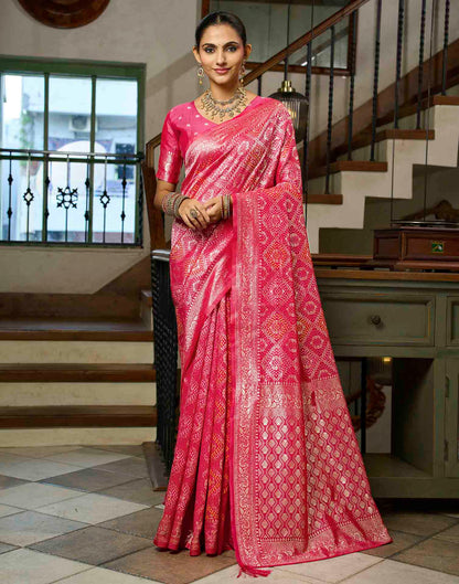 Magenta Silk Woven Bandhani Saree