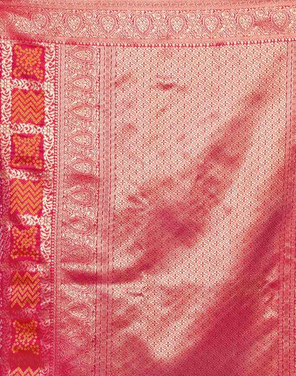 Rani Pink Silk Woven Bandhani Saree