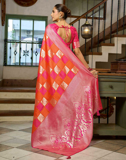 Orange Silk Woven Banarasi Saree