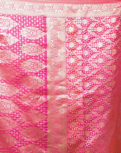 Rani Pink Silk Woven Bandhani Saree