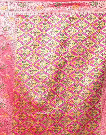 Hot Pink Silk Woven Bandhani Saree