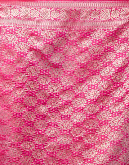 Rani Pink Silk Woven Bandhani Saree