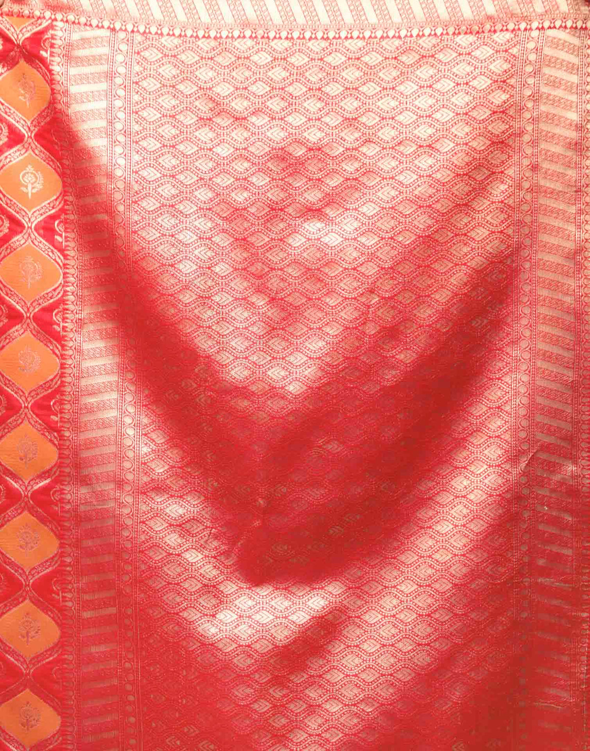 Bright Red Silk Woven Banarasi Saree