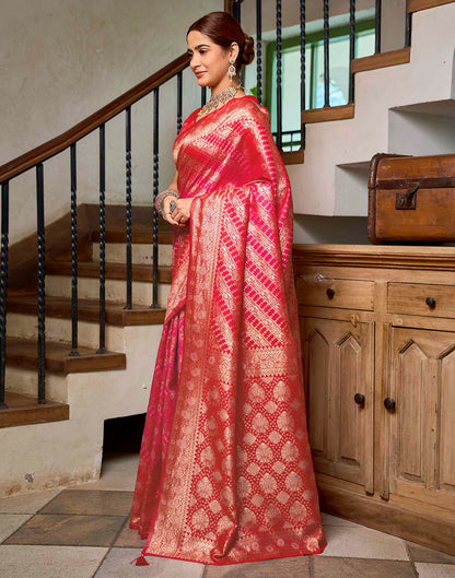 Bright Red Silk Woven Banarasi Saree