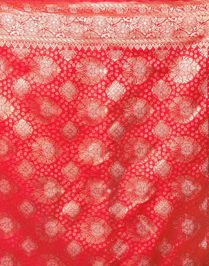 Bright Red Silk Woven Banarasi Saree