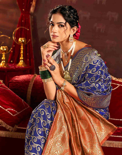 Royal Blue Silk Woven Banarasi Saree