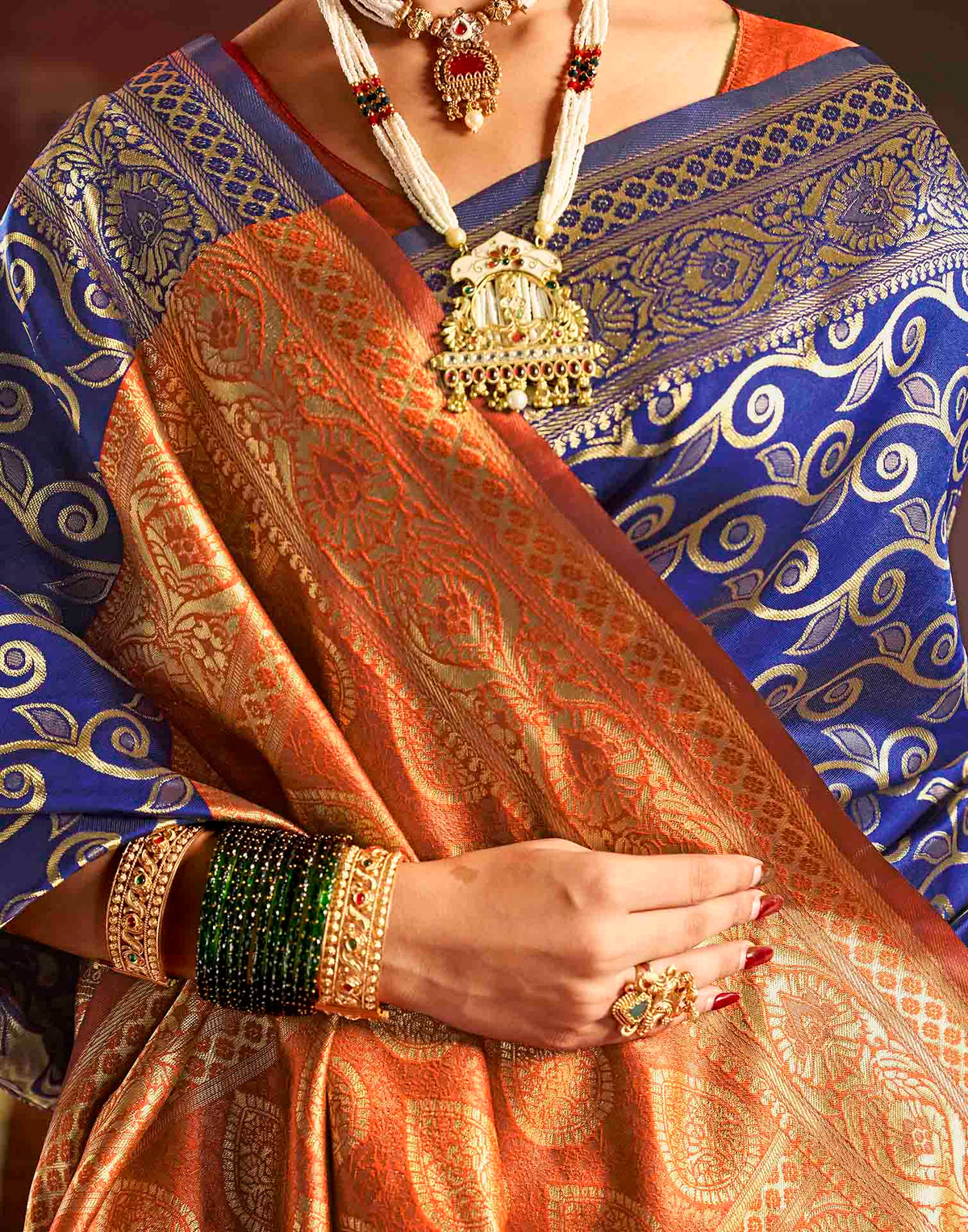 Royal Blue Silk Woven Banarasi Saree