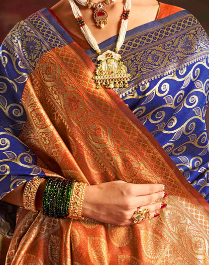 Royal Blue Silk Woven Banarasi Saree