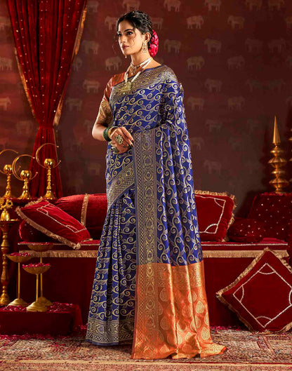 Royal Blue Silk Woven Banarasi Saree