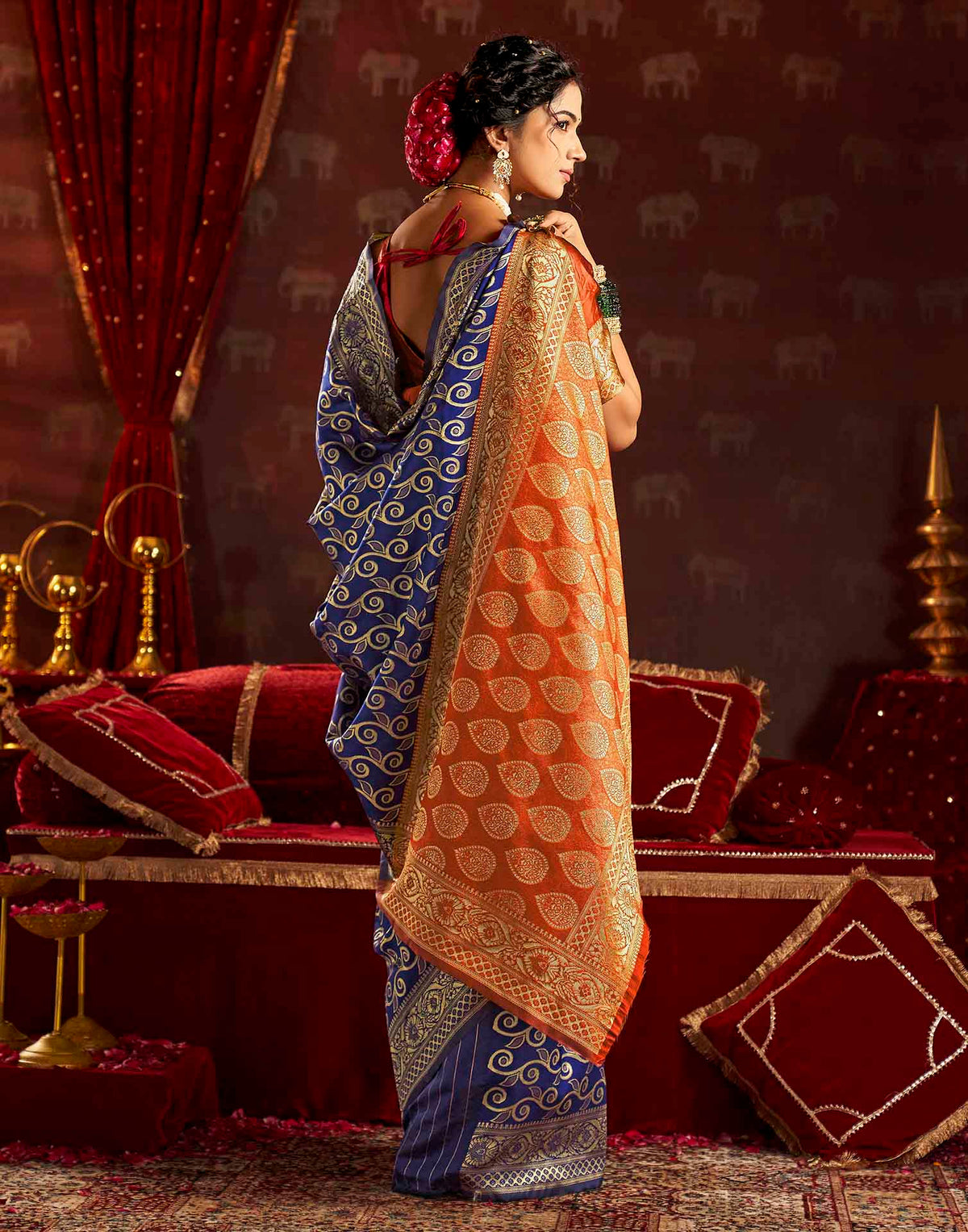 Royal Blue Silk Woven Banarasi Saree
