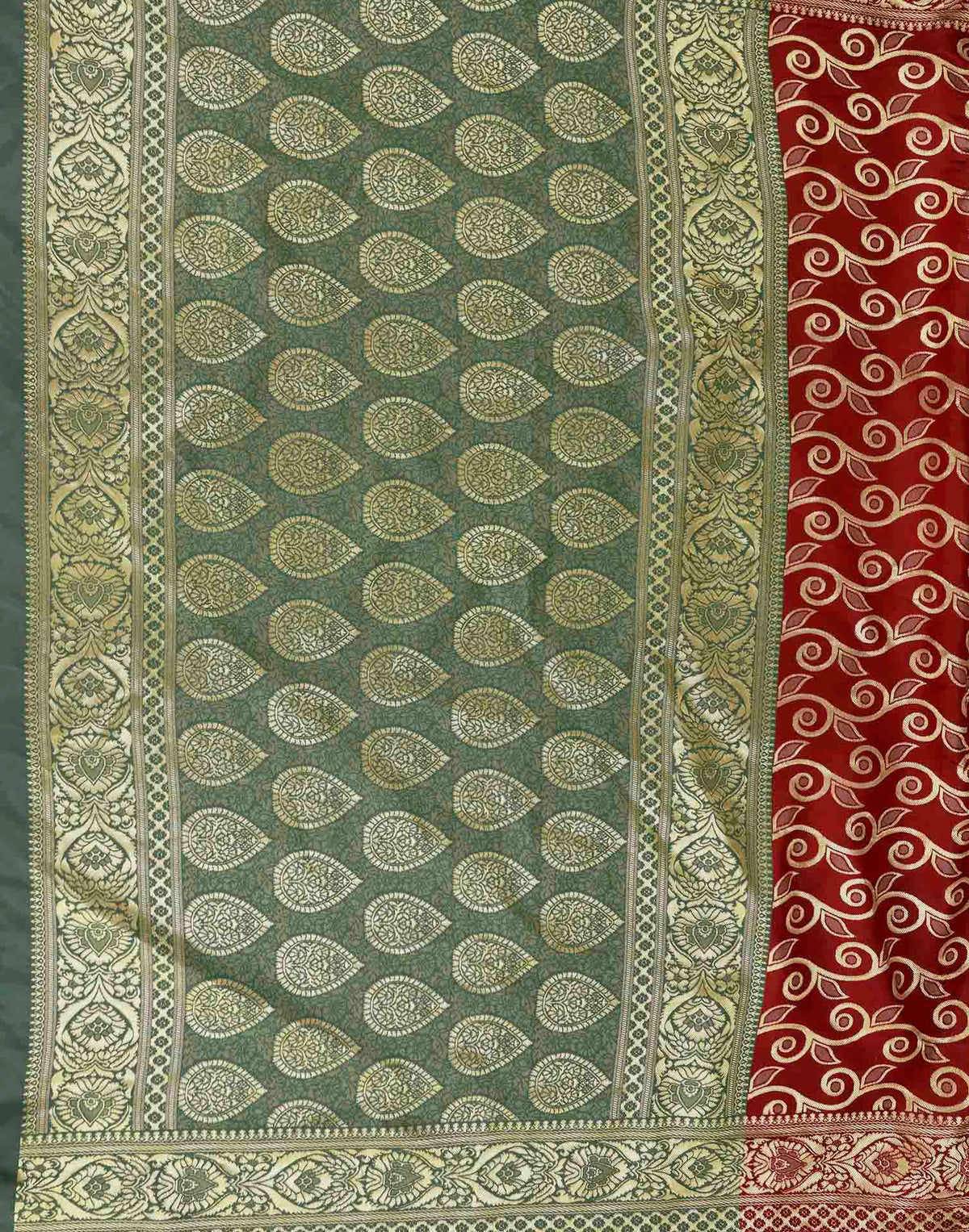 Maroon Silk Woven Banarasi Saree