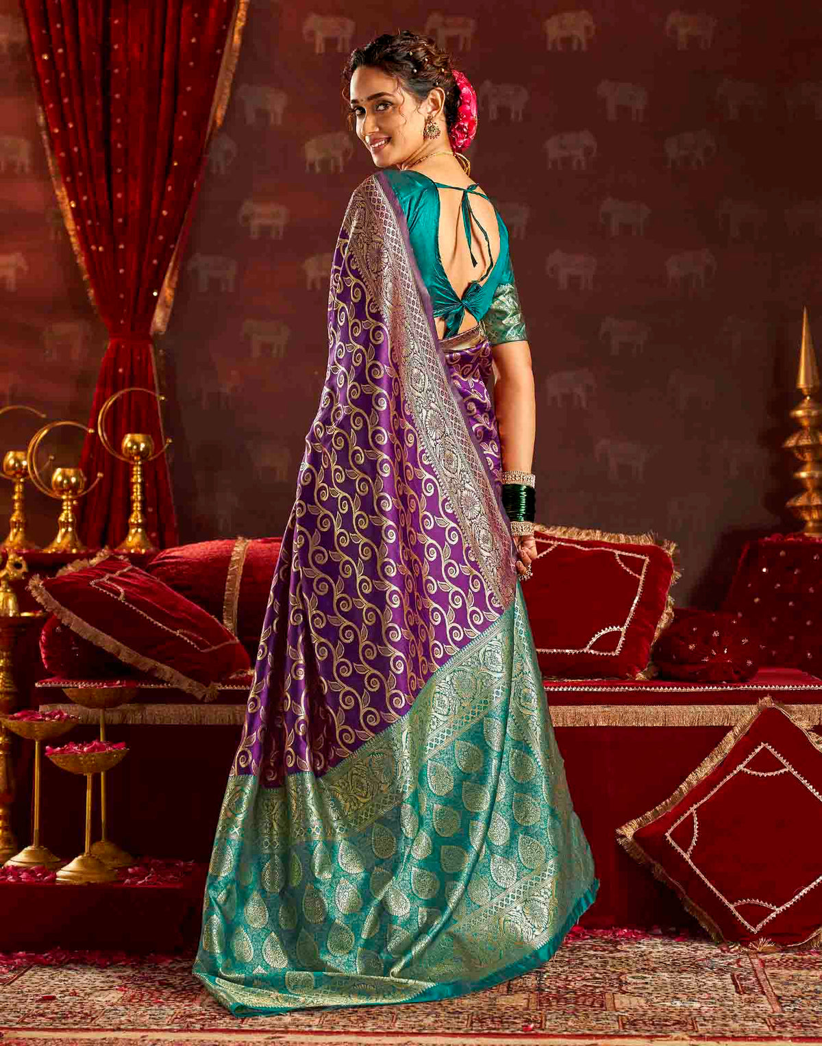 Purple Silk Woven Banarasi Saree