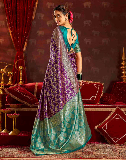 Purple Silk Woven Banarasi Saree