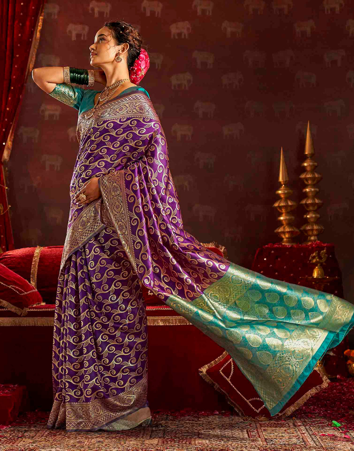 Purple Silk Woven Banarasi Saree