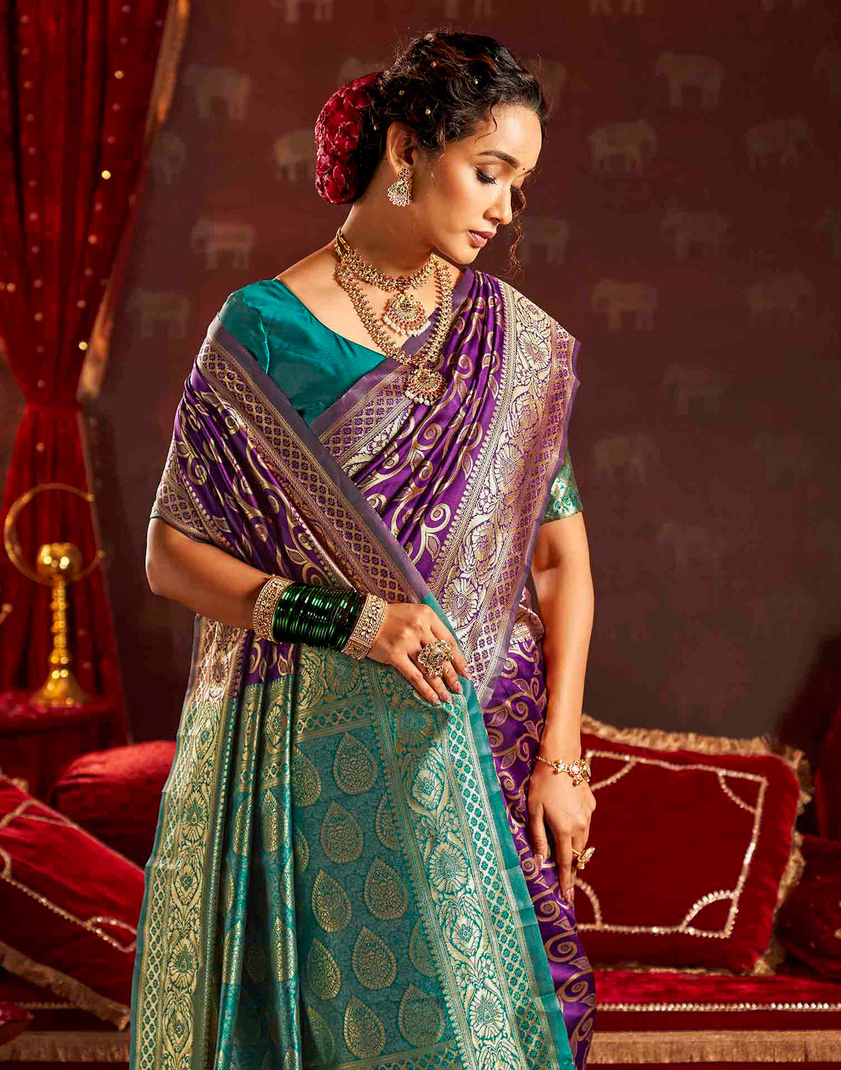 Purple Silk Woven Banarasi Saree