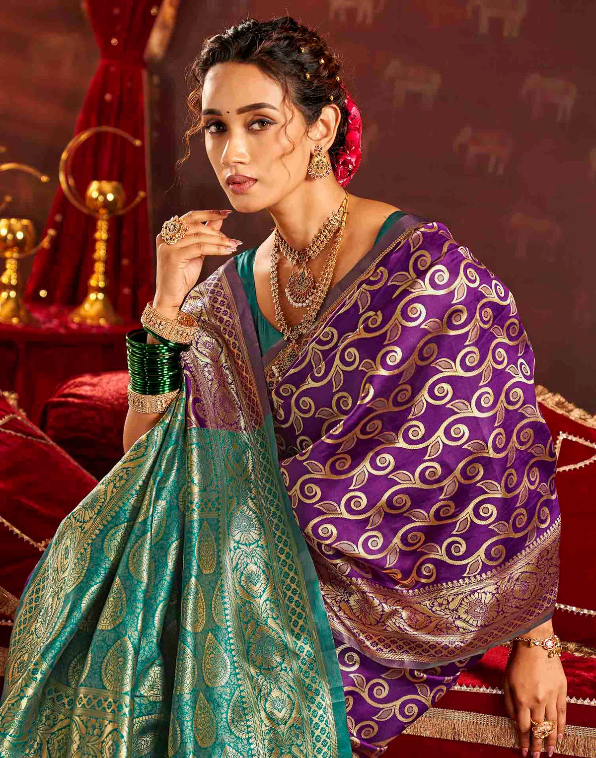 Purple Silk Woven Banarasi Saree