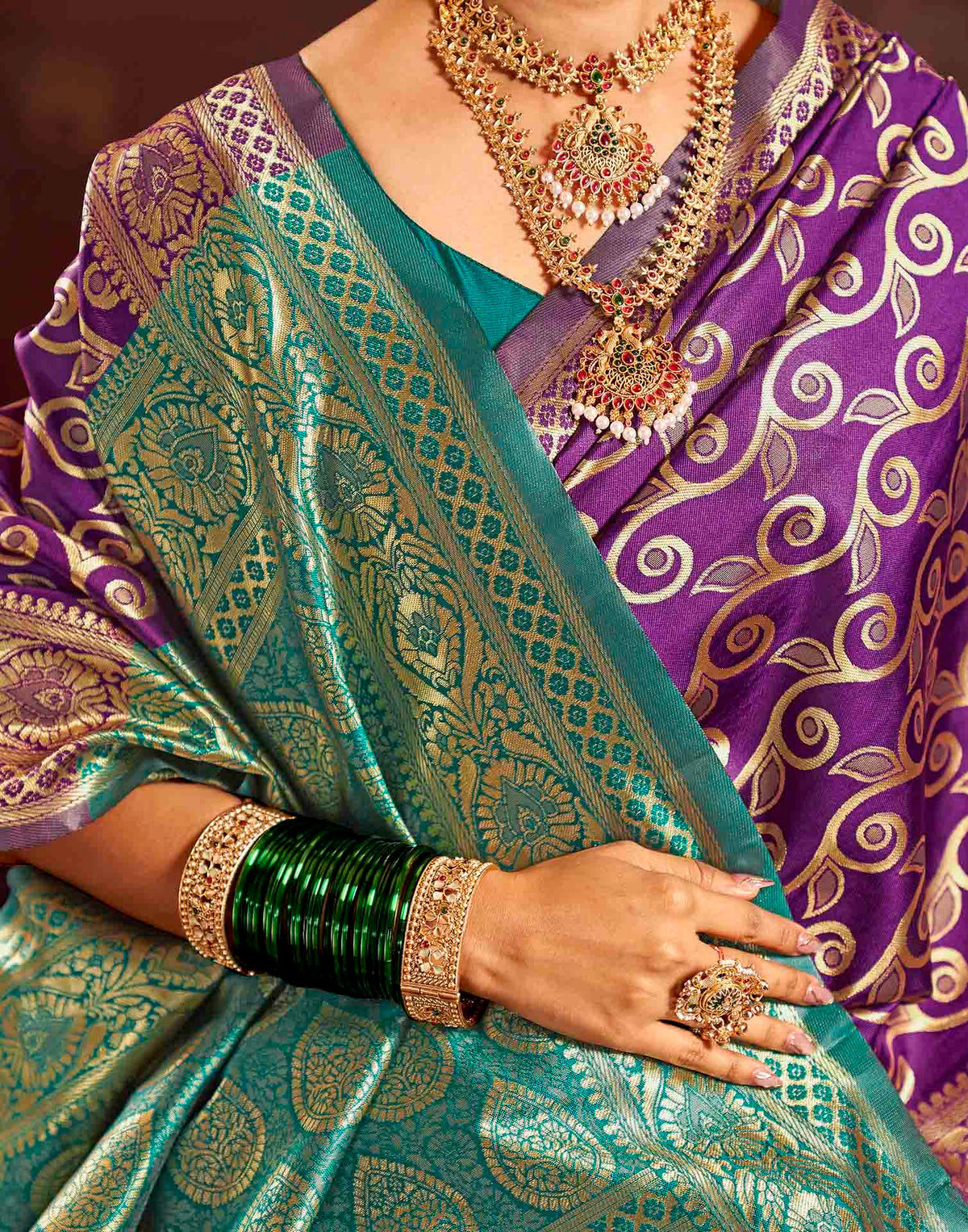 Purple Silk Woven Banarasi Saree