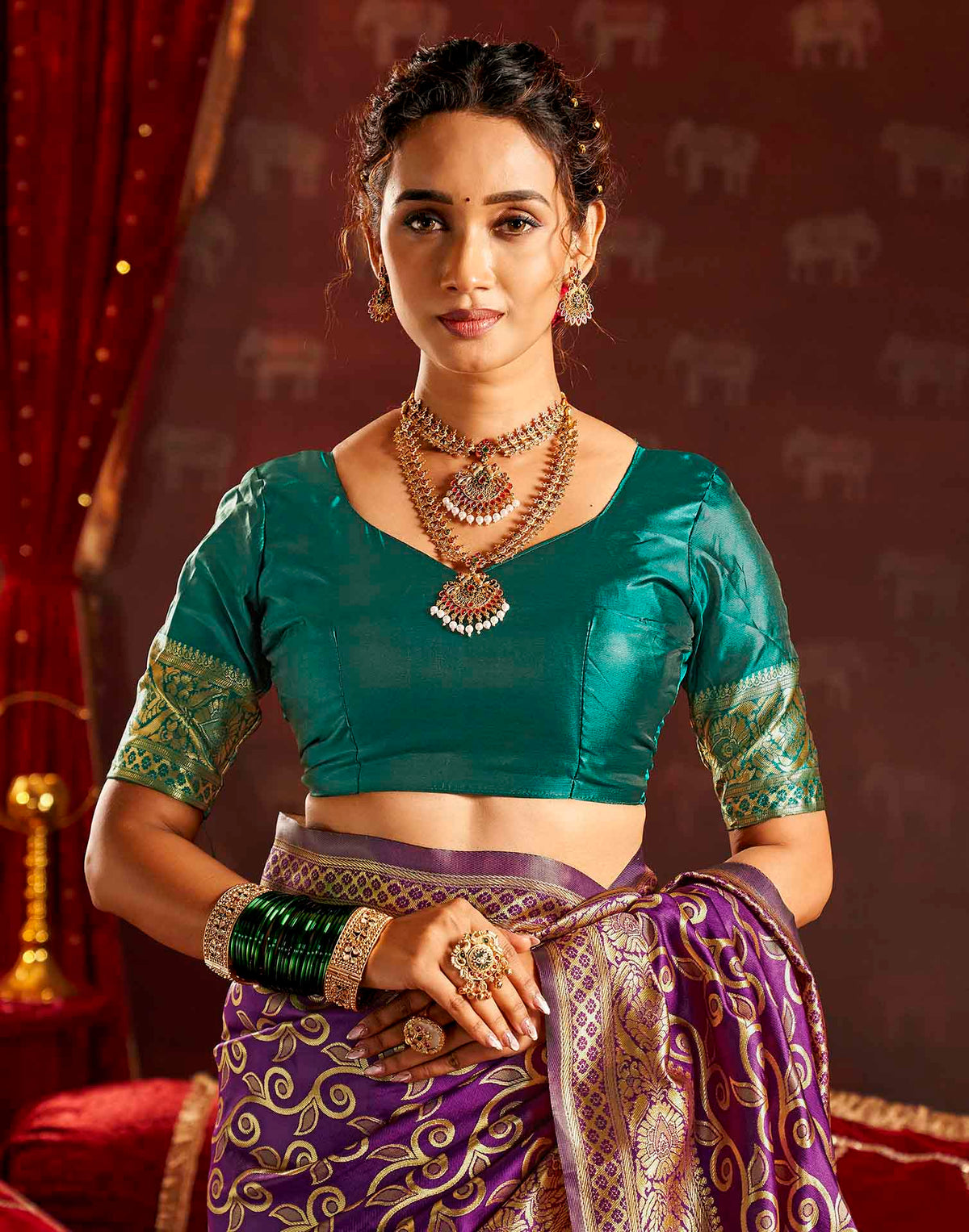 Purple Silk Woven Banarasi Saree