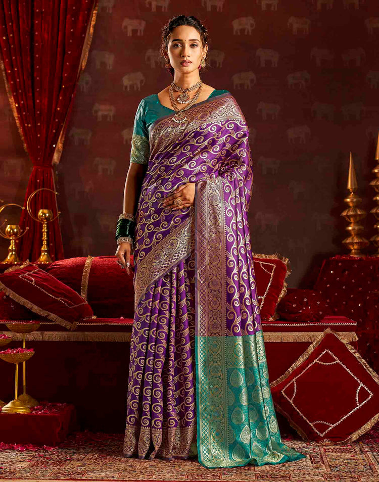 Purple Silk Woven Banarasi Saree