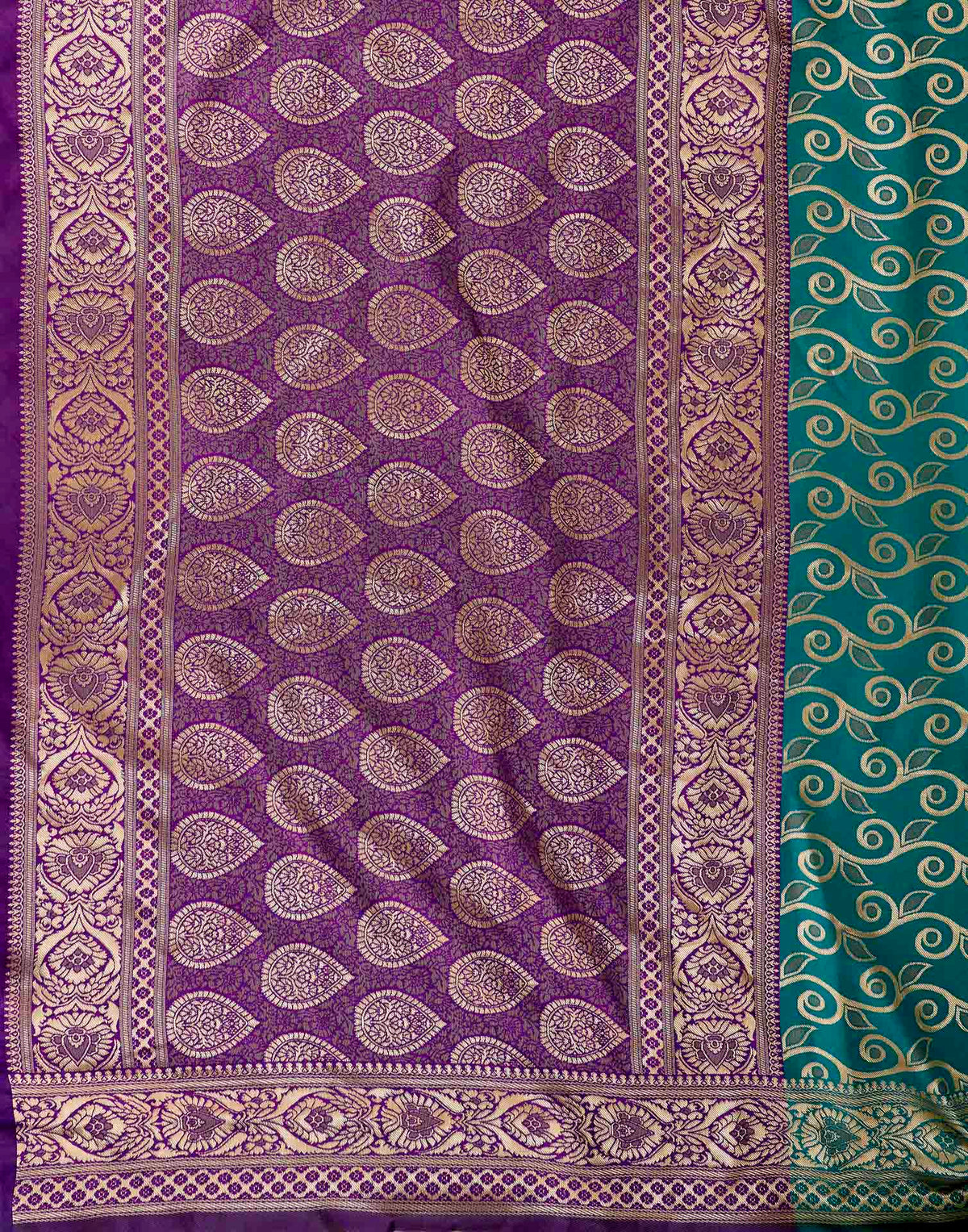 Turquoise Silk Woven Banarasi Saree