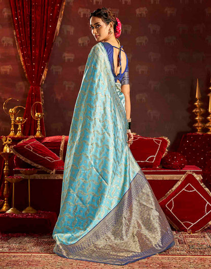 Water Blue Silk Woven Banarasi Saree