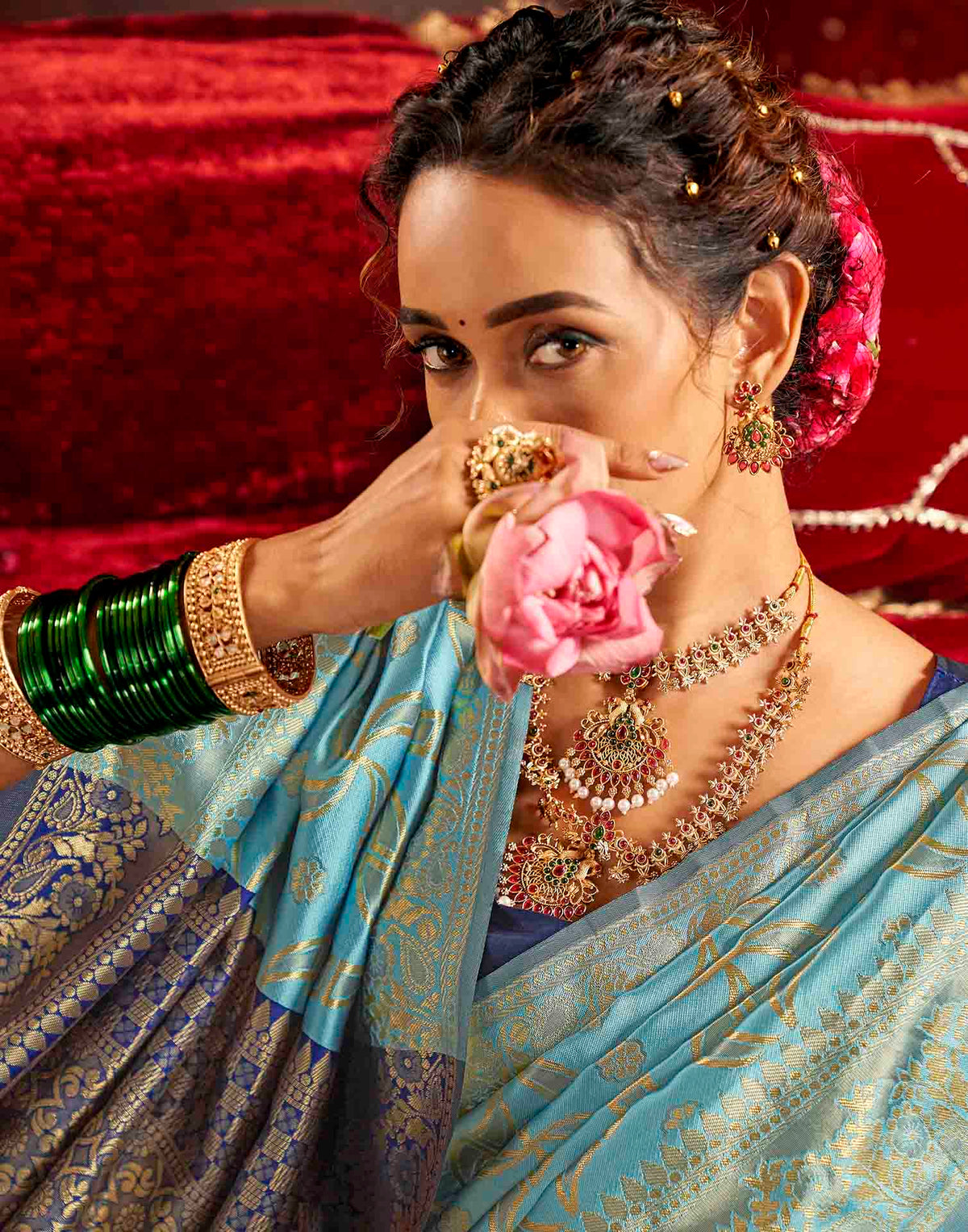Water Blue Silk Woven Banarasi Saree