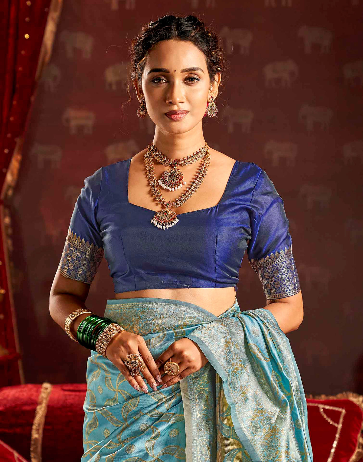 Water Blue Silk Woven Banarasi Saree