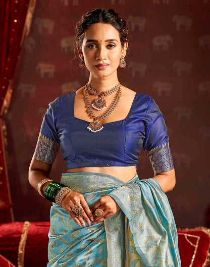 Water Blue Silk Woven Banarasi Saree