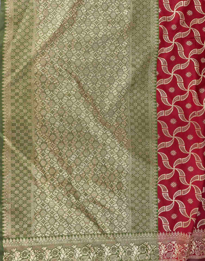 Maroon Silk Woven Banarasi Saree
