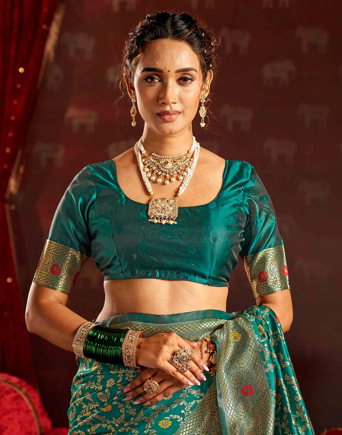 Turquoise Silk Woven Banarasi Saree