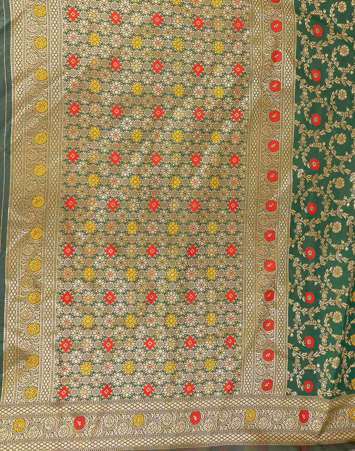 Dark Green Silk Woven Banarasi Saree