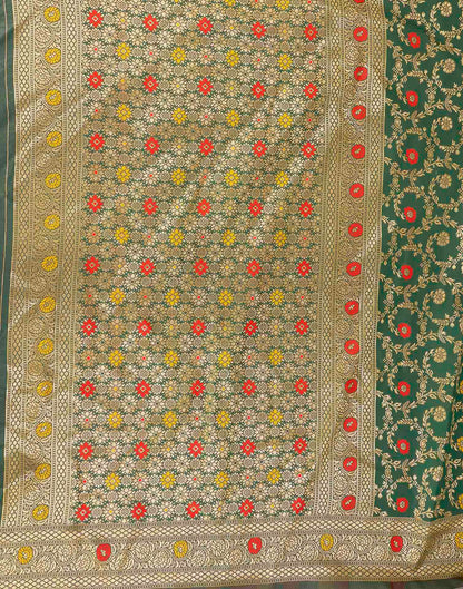 Dark Green Silk Woven Banarasi Saree
