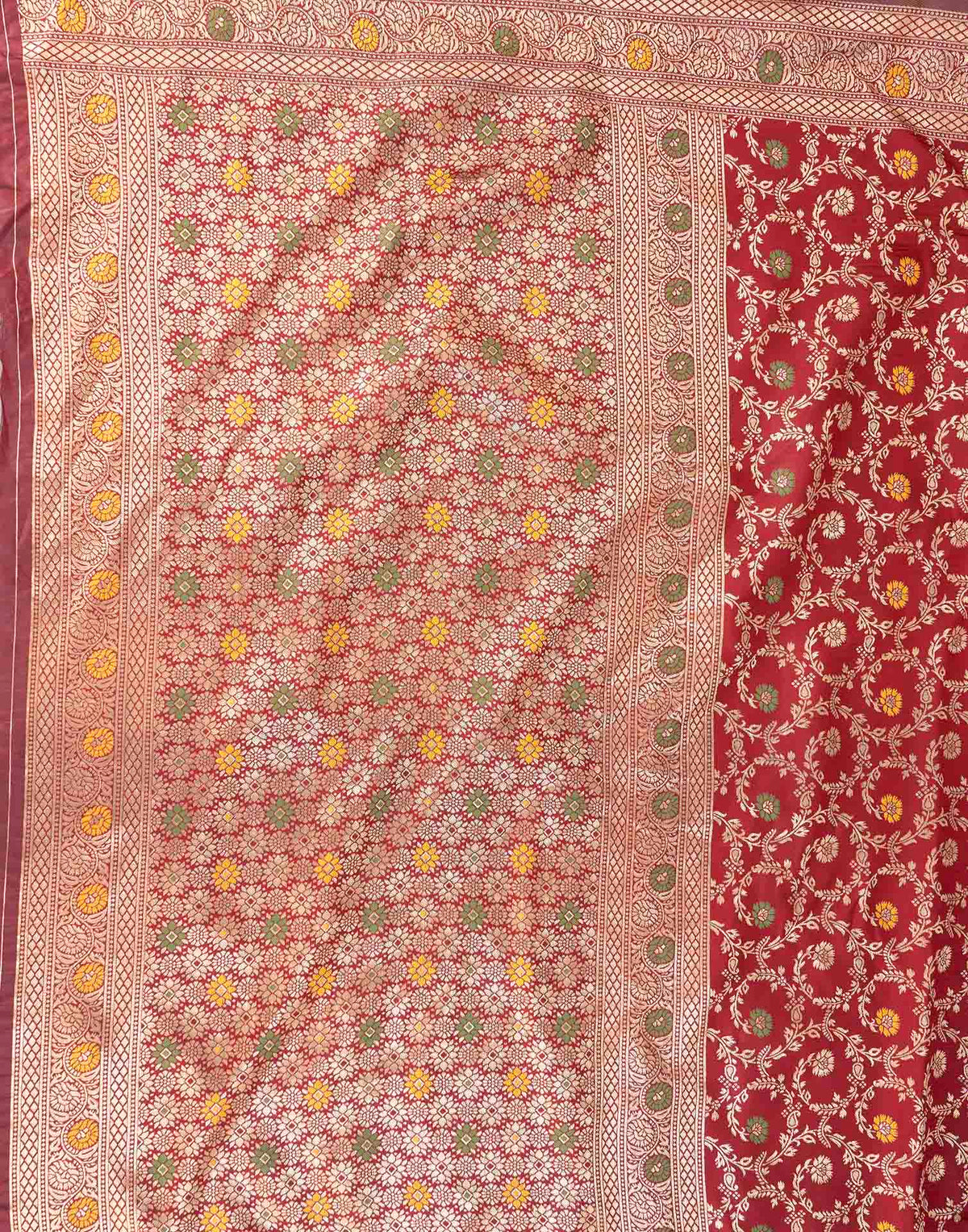 Maroon Silk Woven Banarasi Saree