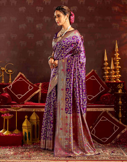 Purple Silk Woven Banarasi Saree
