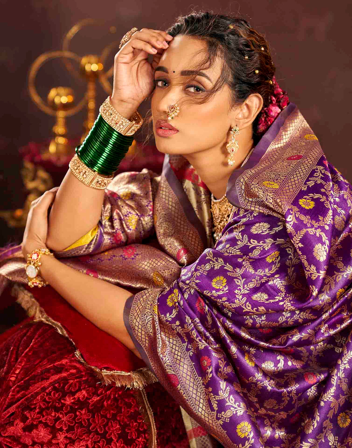 Purple Silk Woven Banarasi Saree