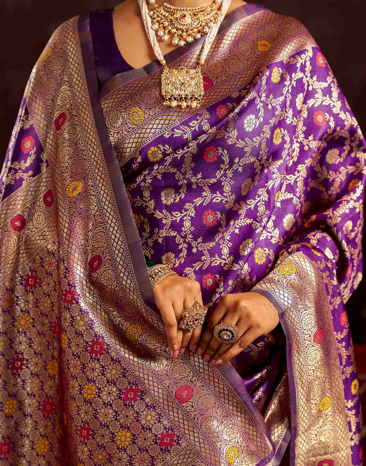 Purple Silk Woven Banarasi Saree
