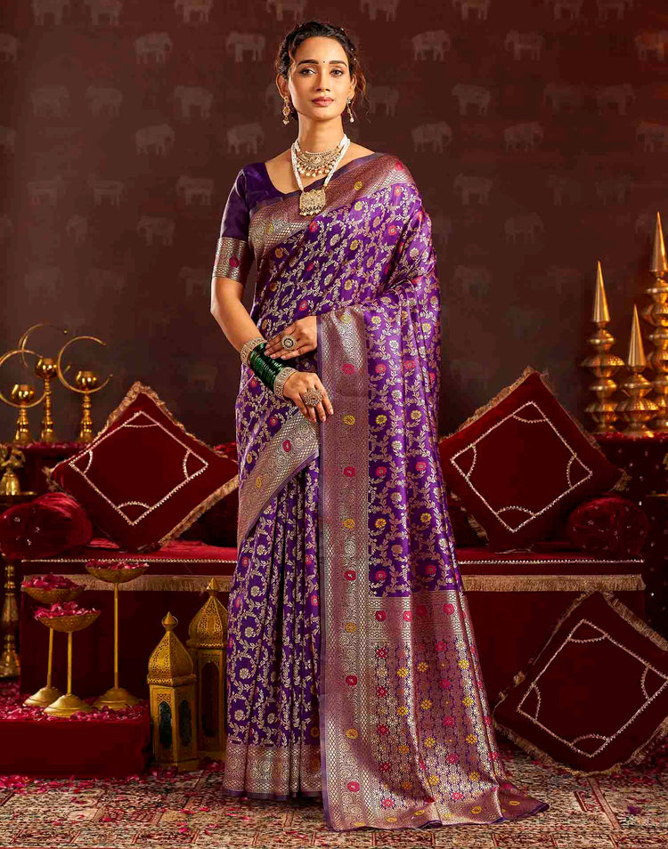 Purple Silk Woven Banarasi Saree