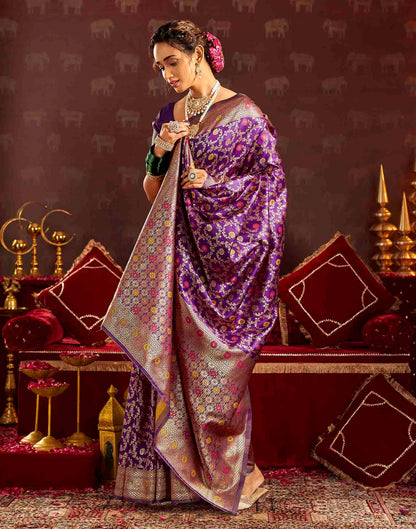 Purple Silk Woven Banarasi Saree