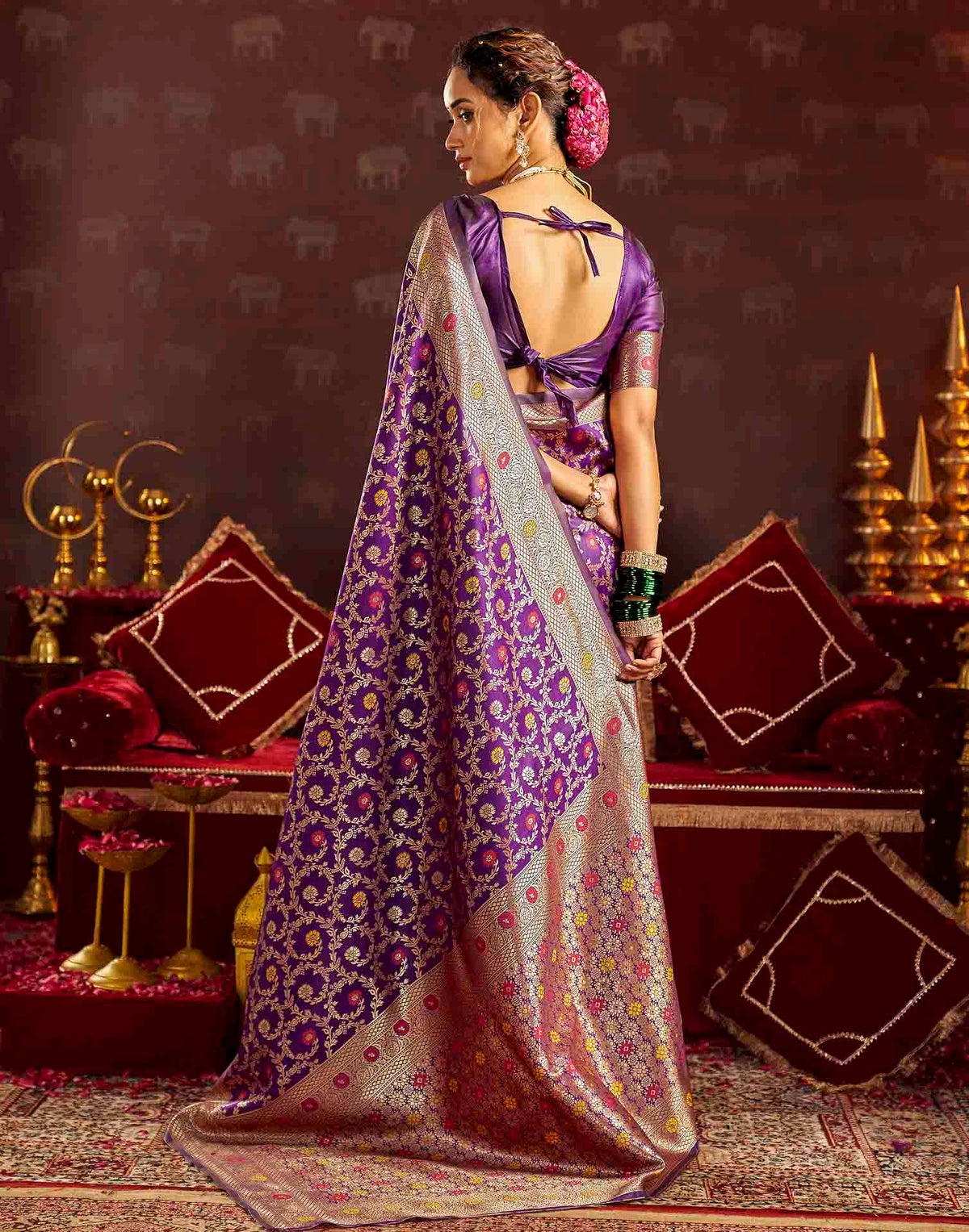 Purple Silk Woven Banarasi Saree