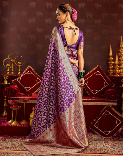 Purple Silk Woven Banarasi Saree