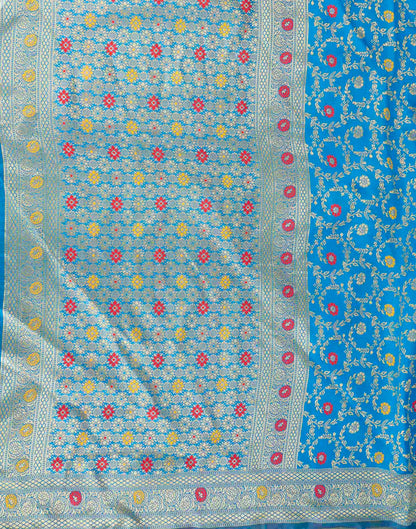 Sky Blue Silk Woven Banarasi Saree