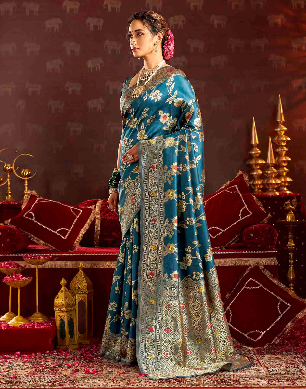 Royal Blue Silk Woven Banarasi Saree