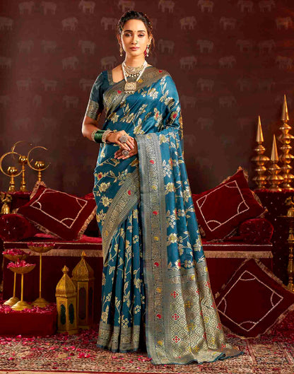 Royal Blue Silk Woven Banarasi Saree