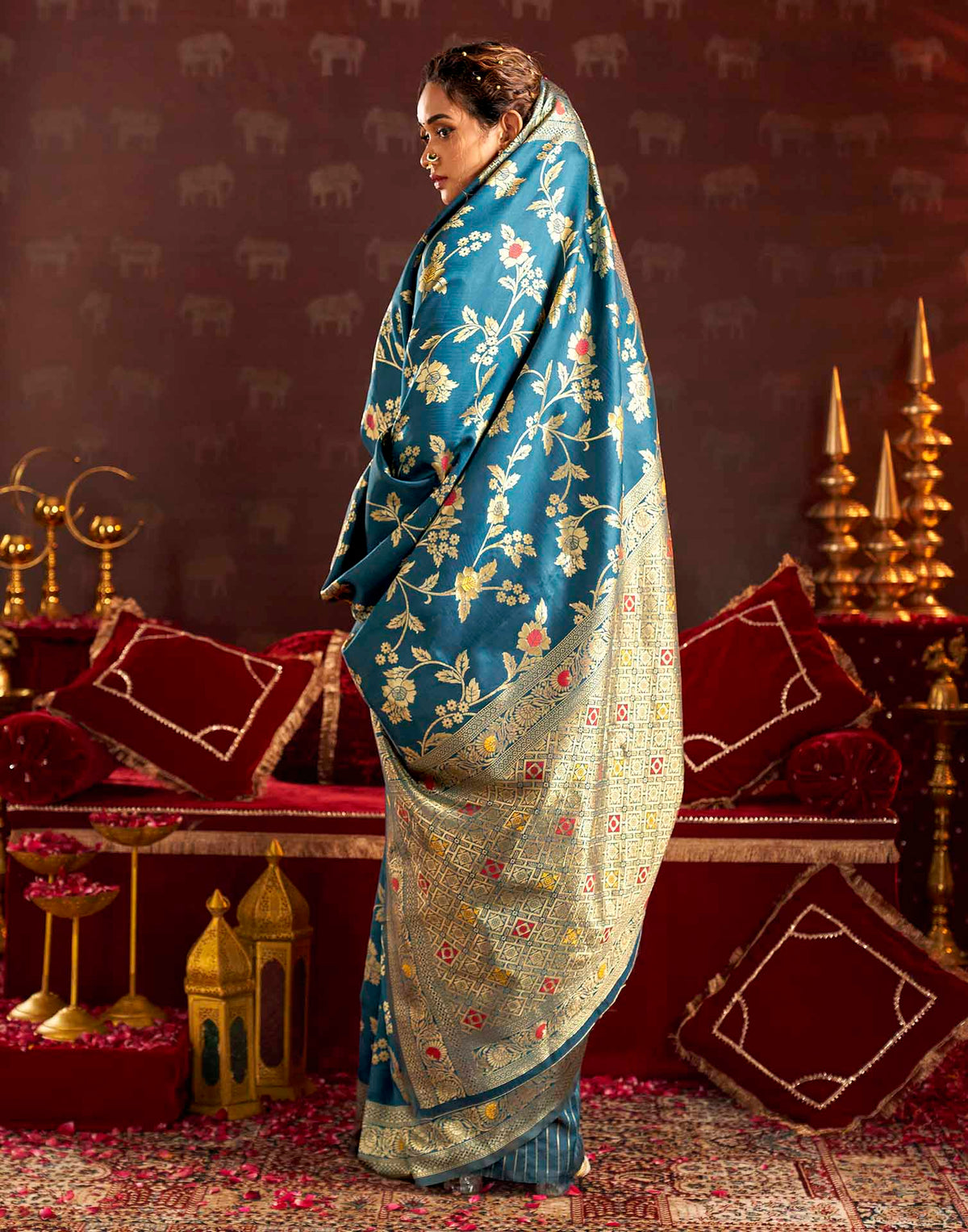 Royal Blue Silk Woven Banarasi Saree