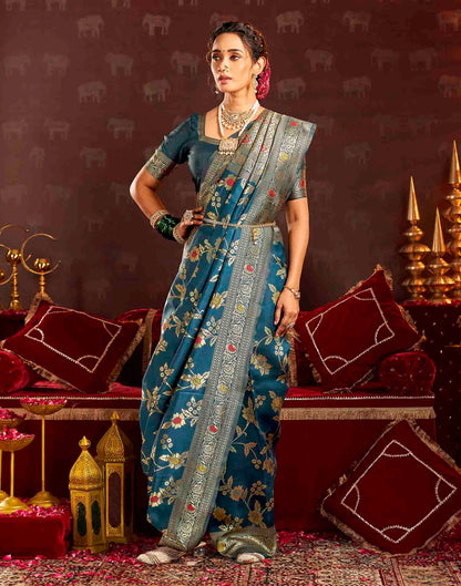 Royal Blue Silk Woven Banarasi Saree