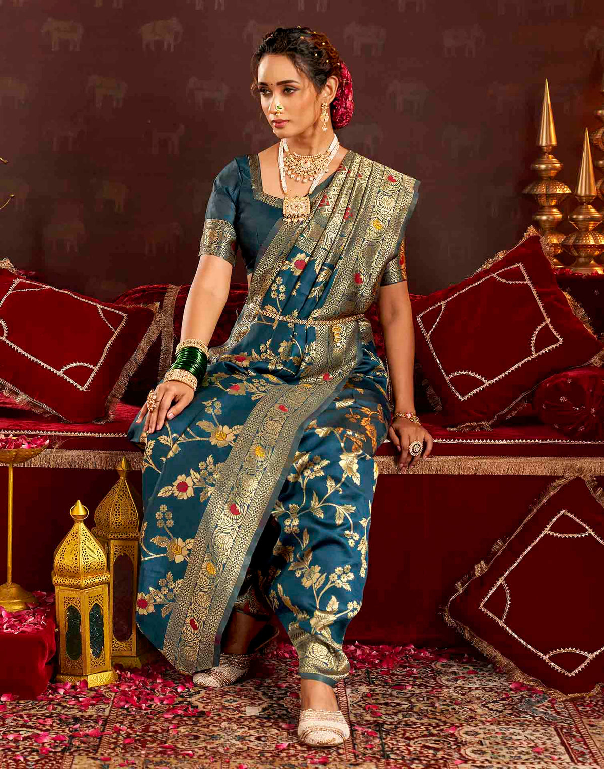 Royal Blue Silk Woven Banarasi Saree