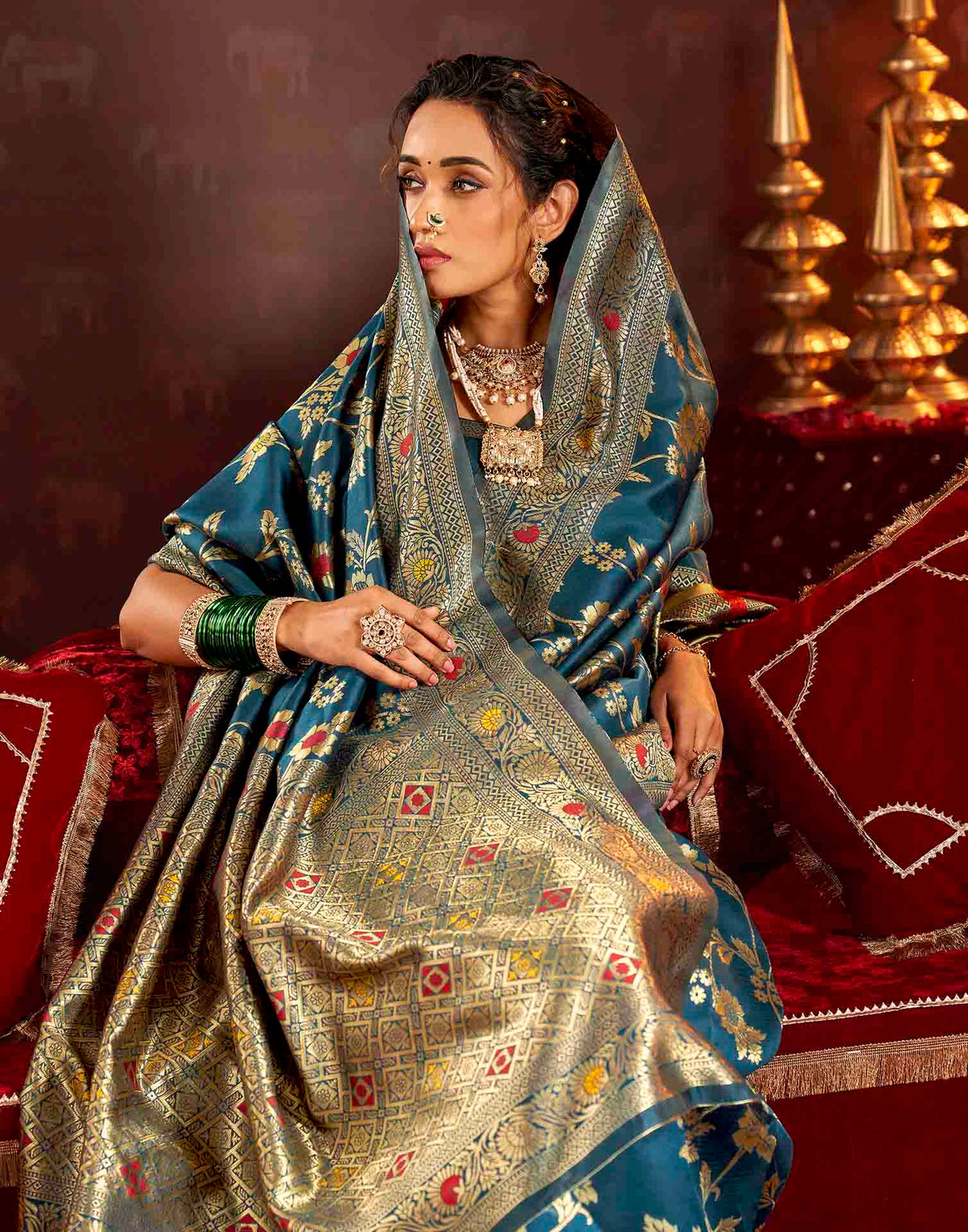 Royal Blue Silk Woven Banarasi Saree